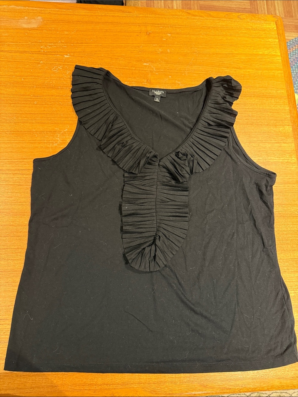 Talbots Black Ruffle-Trim Sleeveless Knit Camisole